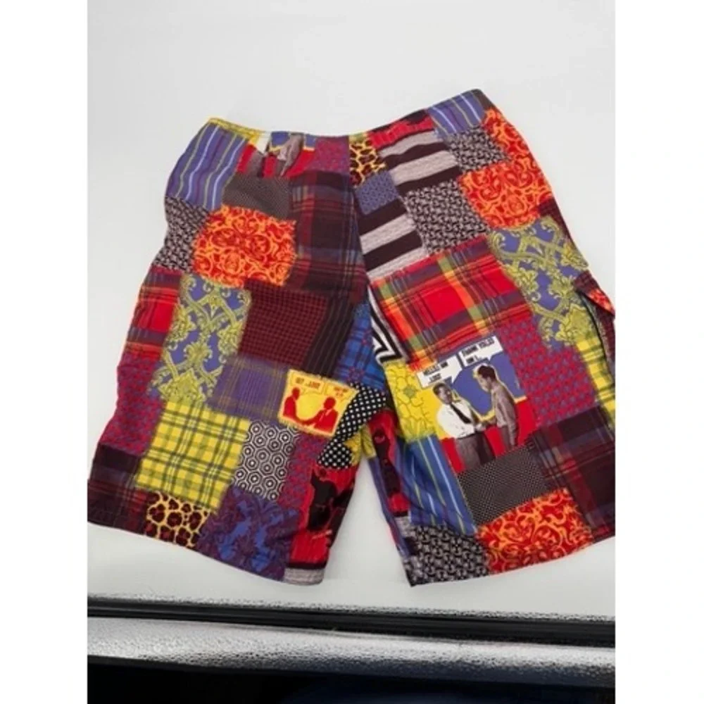 Lost Enterprises Board Shorts‎ Mens 32 Y2K Multicolor Patchwork Graphic Surf